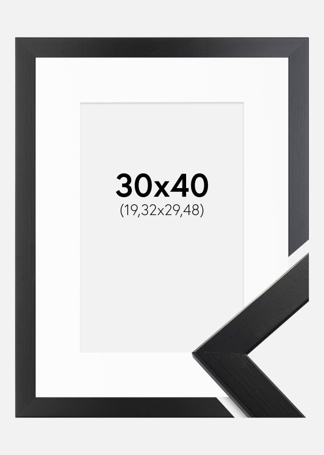 Ramme Trendline Sort 30x40 cm - Passepartout Hvid 8x12 inches