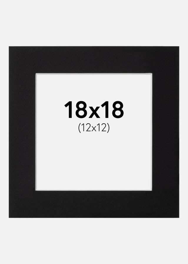 Passepartout Canson Sort (Hvid kerne) 18x18 cm (12x12)