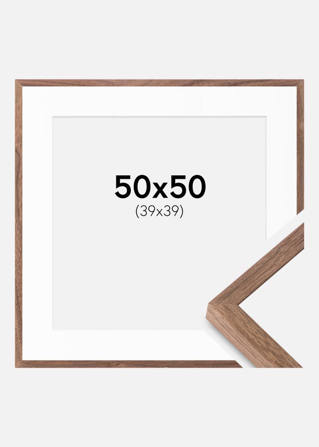 Ramme Soul Walnut Veneer 50x50 cm - Passepartout Hvid 40x40 cm
