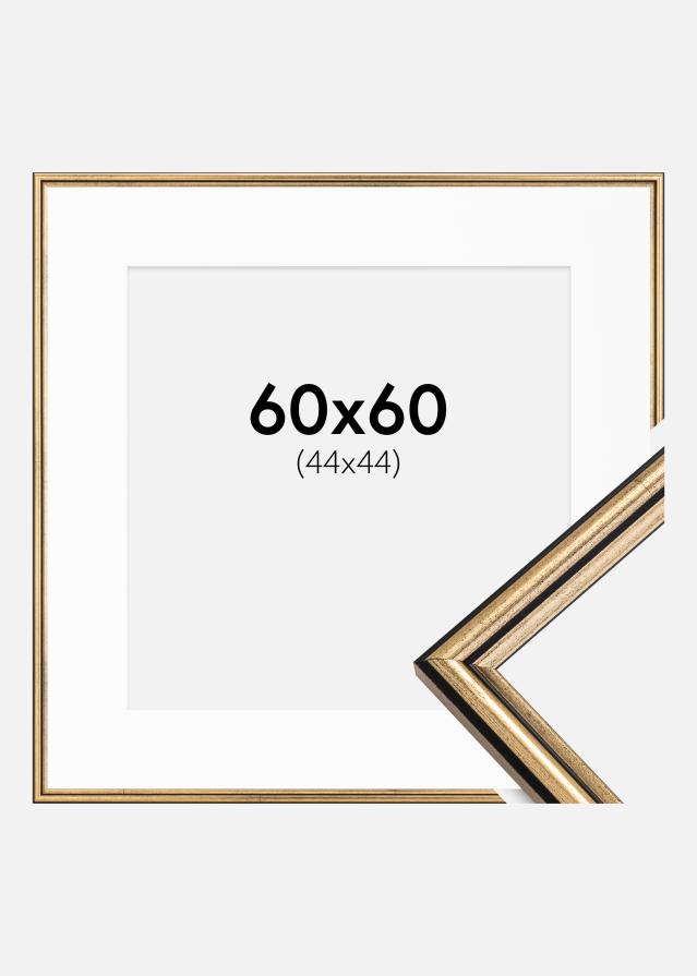 Ramme Horndal Guld 60x60 cm - Passepartout Hvid 45x45 cm