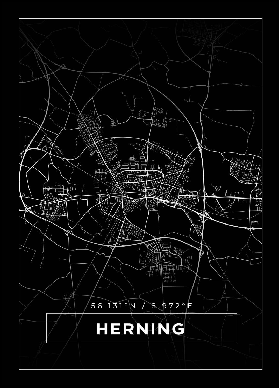 Product Image for Kort - Herning - Sort Plakat (70x100 cm)
