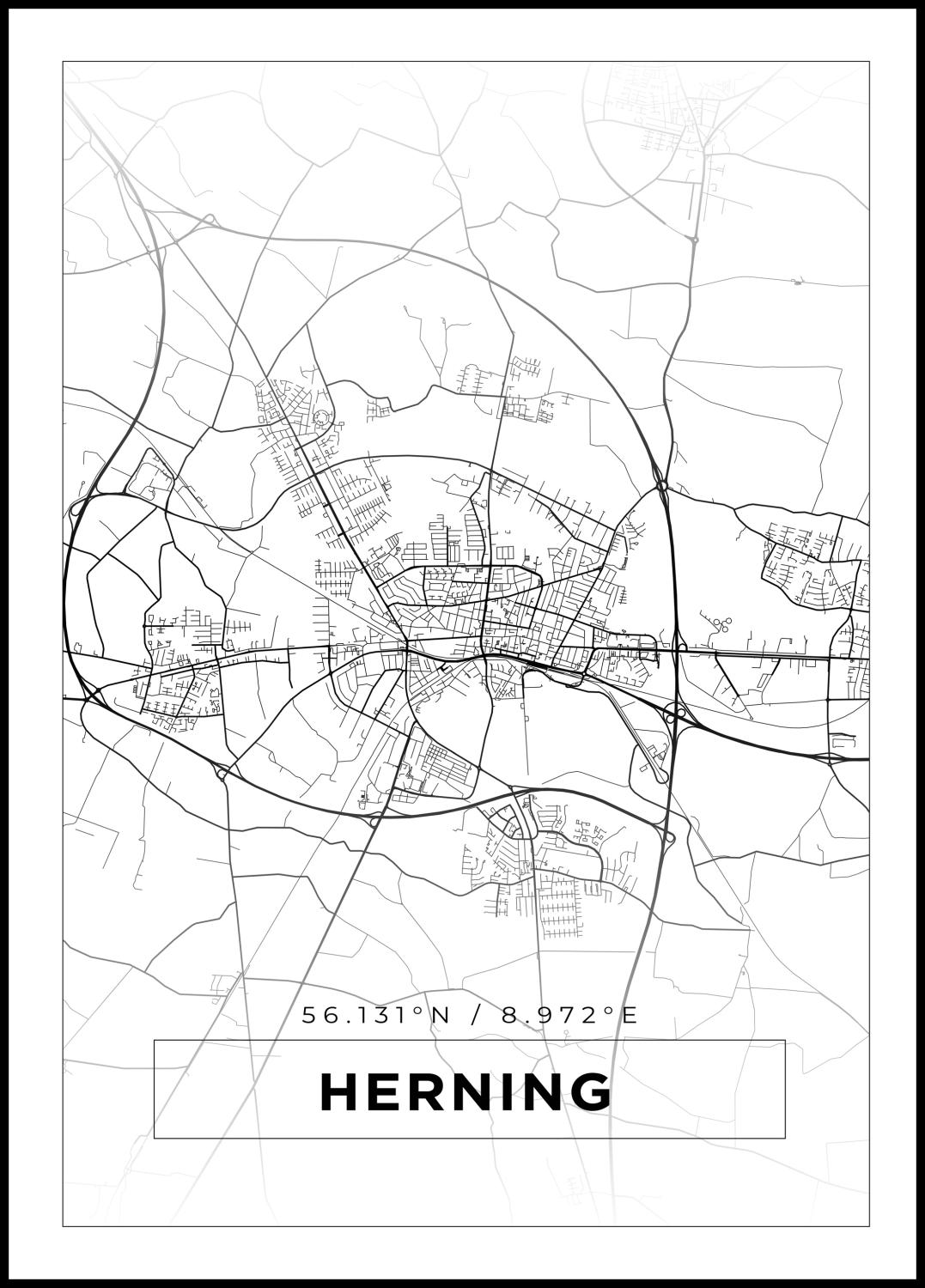 Product Image for Kort - Herning - Hvid Plakat (21x29.7 cm (A4))