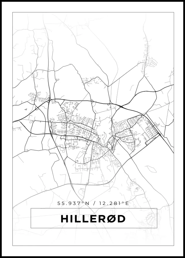Kort - Hillerød - Hvid Plakat