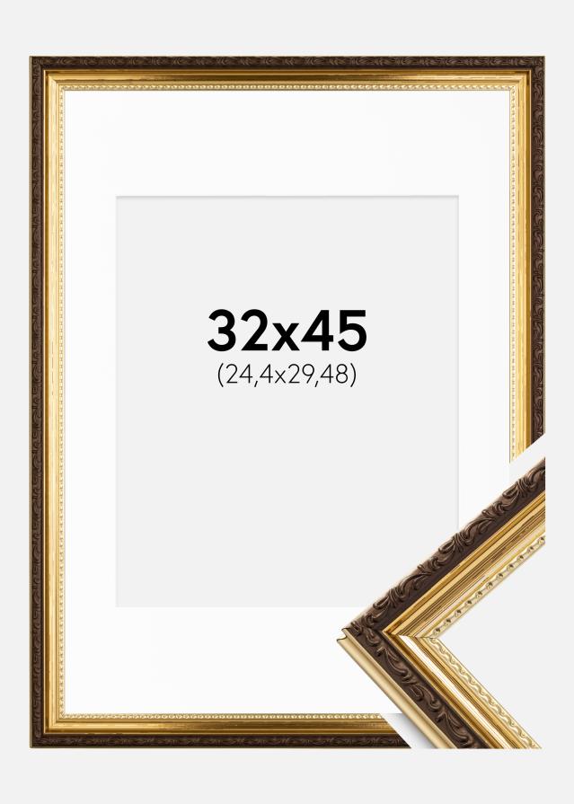 Ramme Abisko Guld 32x45 cm - Passepartout Hvid 10x12 inches (25,4x30,48 cm)
