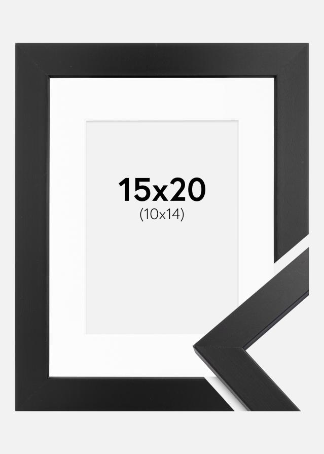 Ramme Black Wood 15x20 cm - Passepartout Hvid 11x15 cm