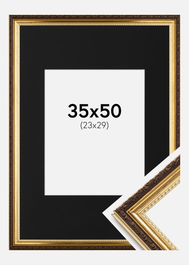 Ramme Abisko Guld 35x50 cm - Passepartout Sort 24x30 cm