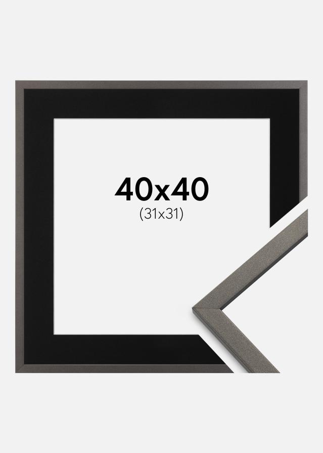 Ramme Edsbyn Grafit 40x40 cm - Passepartout Sort 32x32 cm