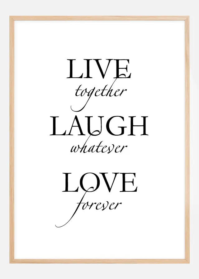 Live, laugh, love - Sort Plakat