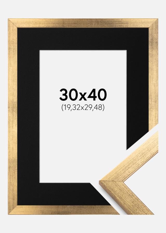 Ramme Stilren Guld 30x40 cm - Passepartout Sort 8x12 inches