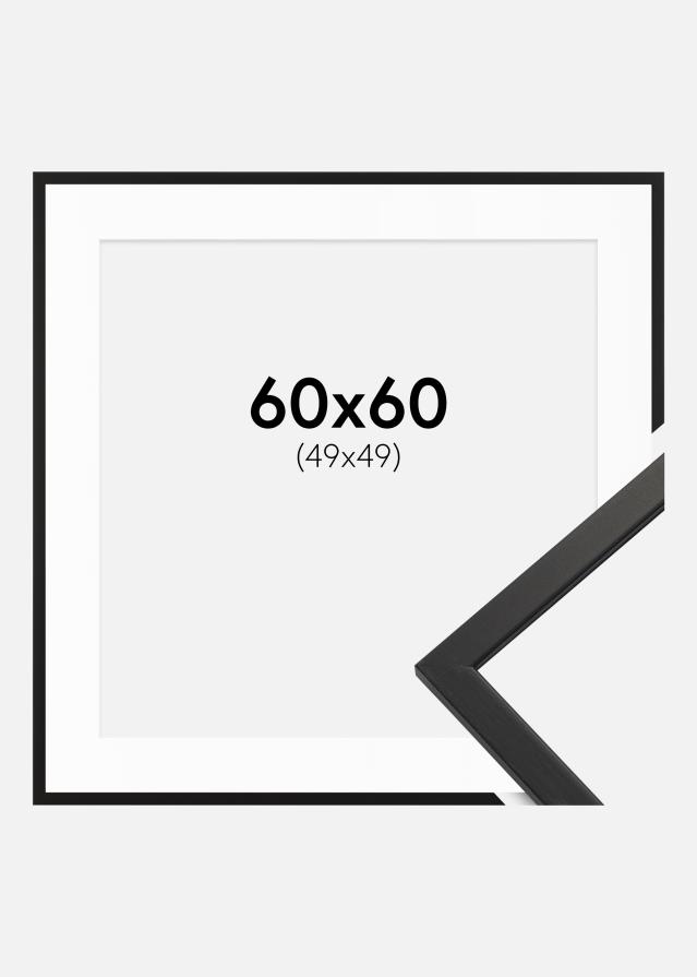 Ramme Edsbyn Sort 60x60 cm - Passepartout Hvid 50x50 cm