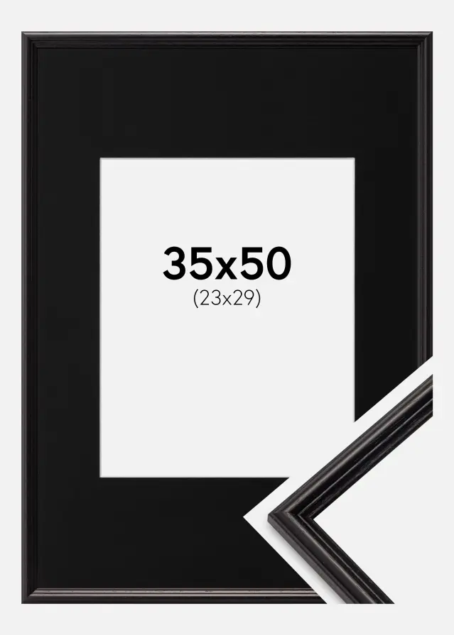 Ramme Horndal Sort 35x50 cm - Passepartout Sort 24x30 cm