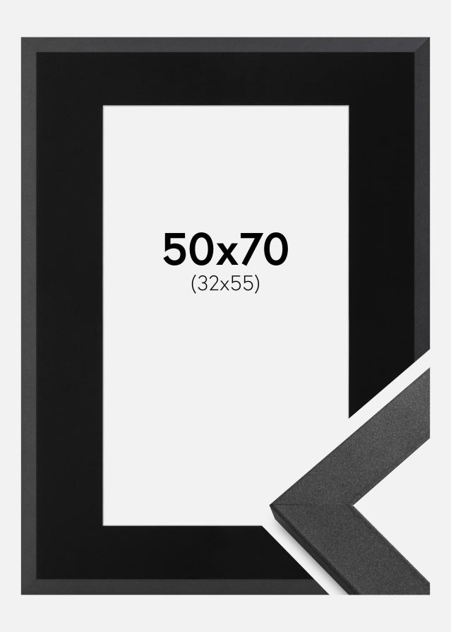 Ramme Graphite Wood 50x70 cm - Passepartout Sort 33x56 cm