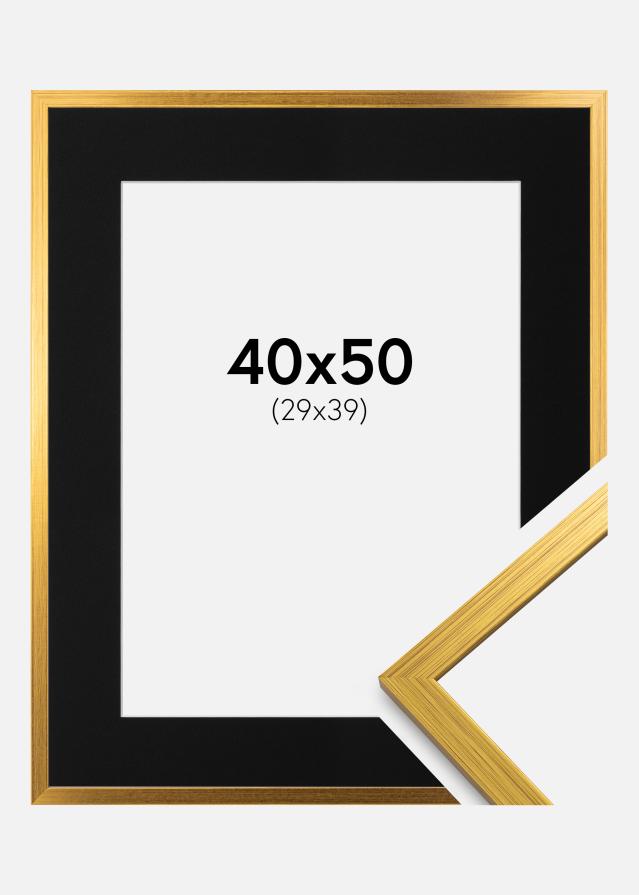 Ramme Edsbyn Guld 40x50 cm - Passepartout Sort 30x40 cm