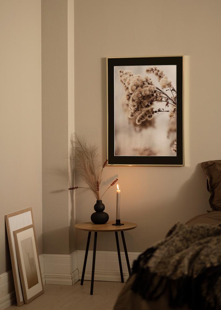 Ramme Aluminium Blank Guld 30x40 cm - Passepartout Sort 8x12 inches