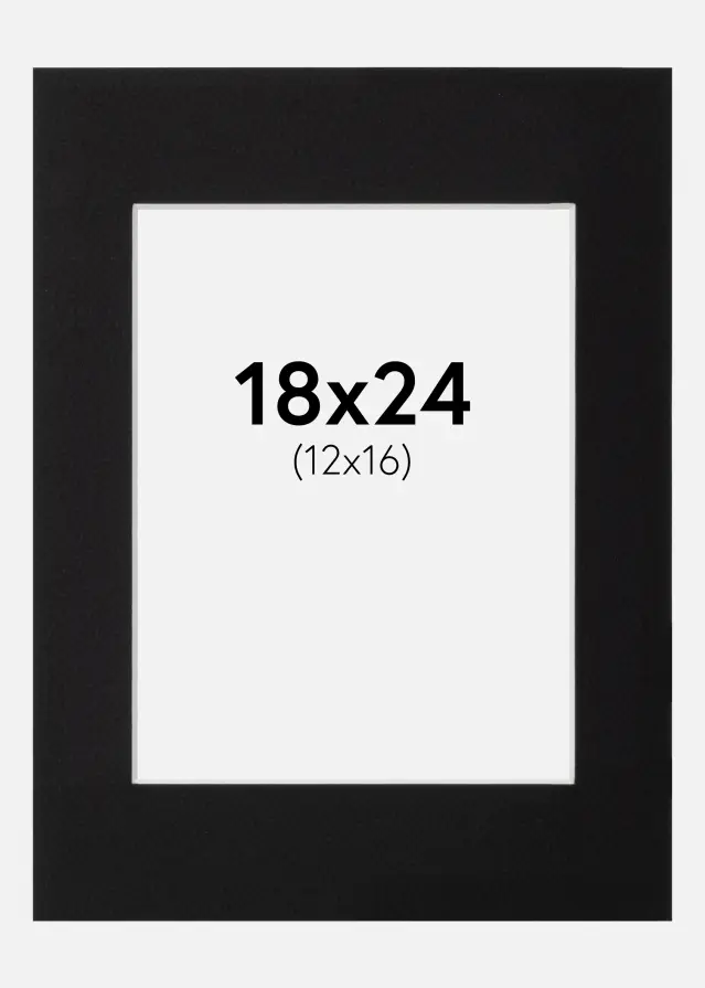 Passepartout Sort Standard (Hvid Kerne) 18x24 cm (12x16)