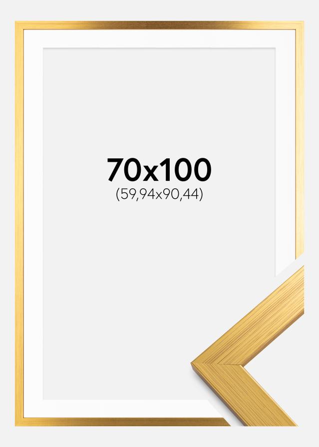 Ramme Gold Wood 70x100 cm - Passepartout Hvid 24x36 inches