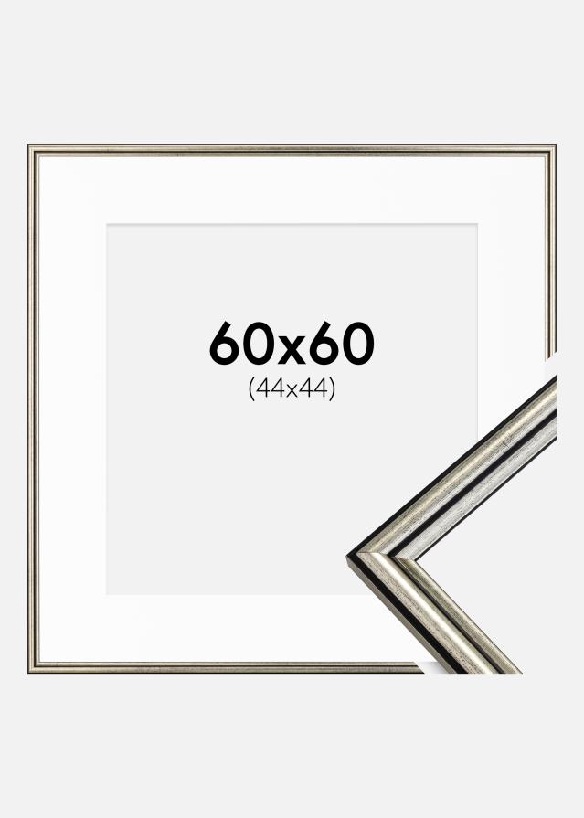 Ramme Horndal Sølv 60x60 cm - Passepartout Hvid 45x45 cm