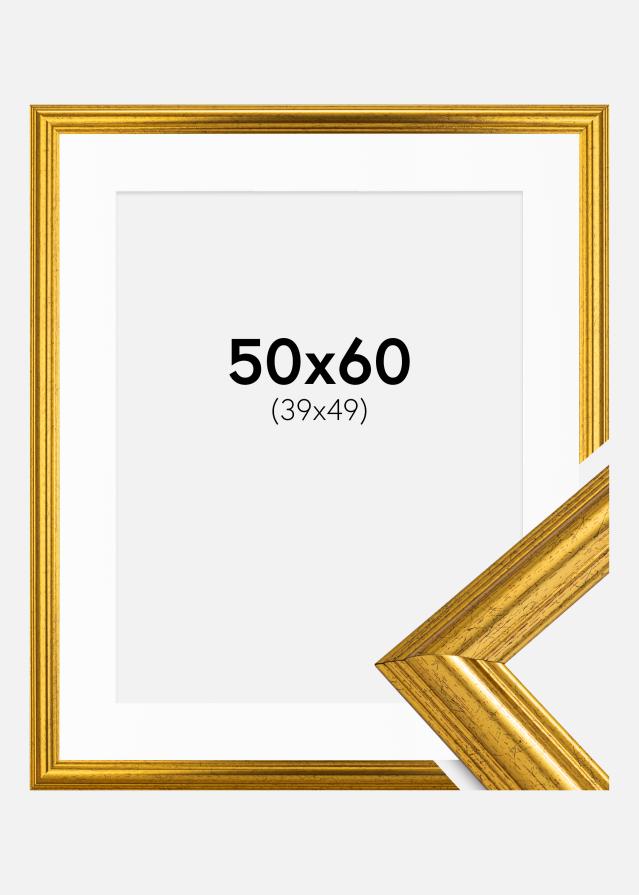 Ramme Västkusten Guld 50x60 cm - Passepartout Hvid 40x50 cm
