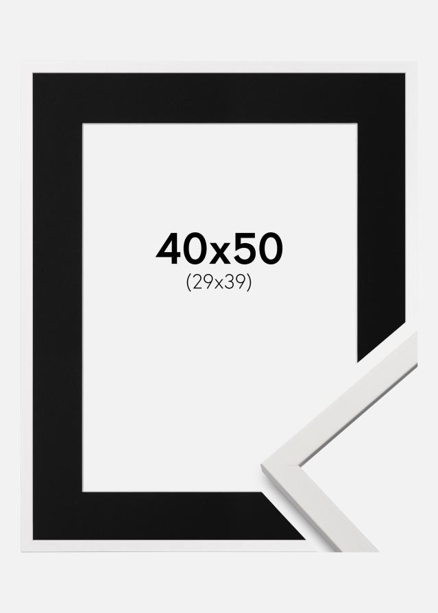 Ramme Edsbyn Hvid 40x50 cm - Passepartout Sort 30x40 cm