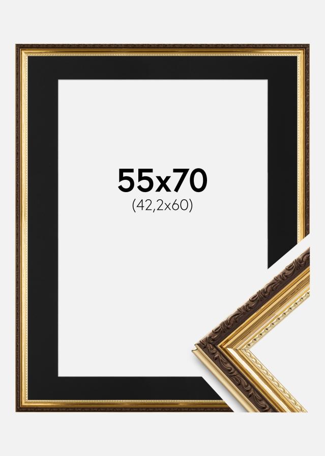 Ramme Abisko Guld 55x70 cm - Passepartout Sort 43,2x61 cm (A2+)