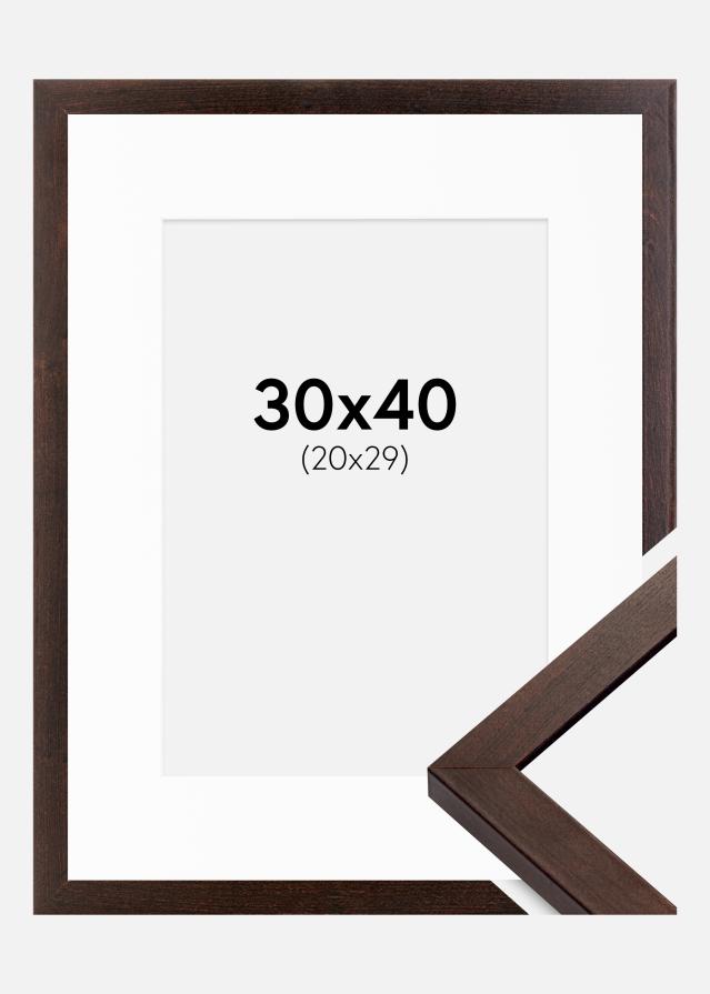 Ramme Selection Valnød 30x40 cm - Passepartout Hvid 21x30 cm