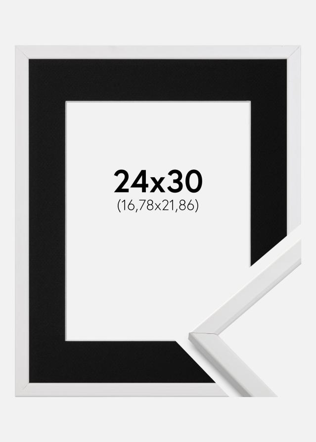 Ramme Galant Hvid 24x30 cm - Passepartout Sort 7x9 inches