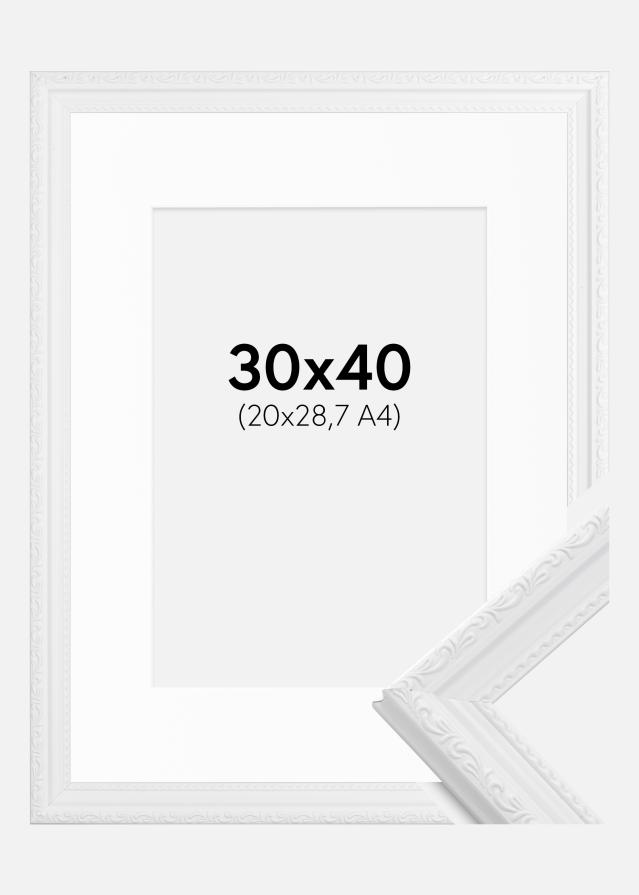 Ramme Abisko Hvid 30x40 cm - Passepartout Hvid 21x29,7 cm (A4)