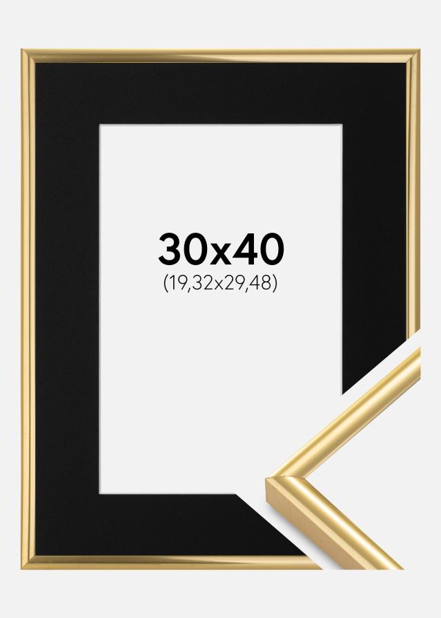 Ramme Victoria Guld 30x40 cm - Passepartout Sort 8x12 inches