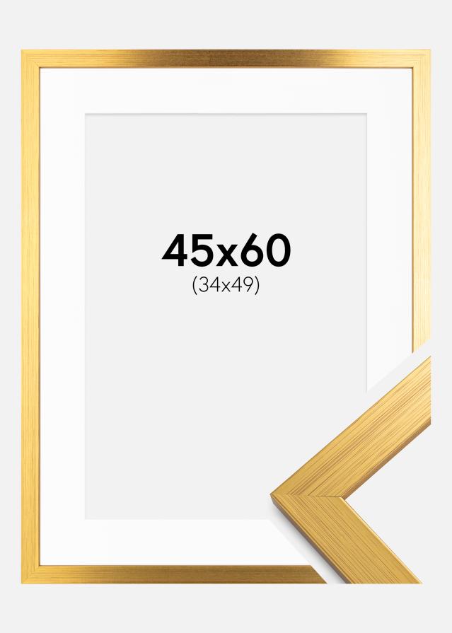 Ramme Gold Wood 45x60 cm - Passepartout Hvid 35x50 cm