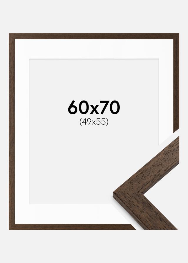 Ramme Brown Wood 60x70 cm - Passepartout Hvid 50x56 cm