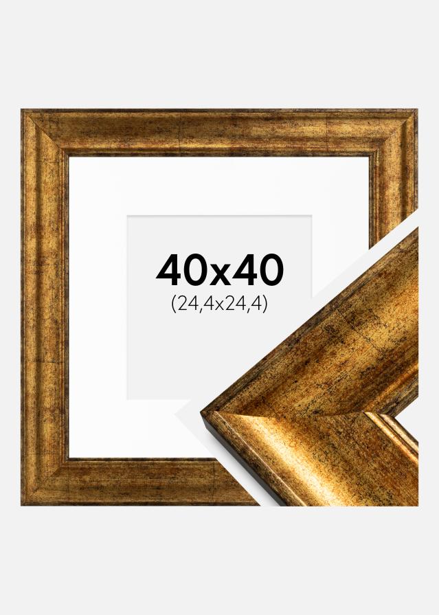 Ramme Saltsjöbaden Guld 40x40 cm - Passepartout Hvid 10x10 inches