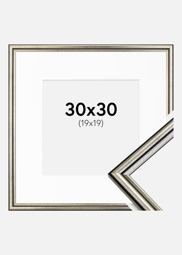 Ramme Horndal Sølv 30x30 cm - Passepartout Hvid 20x20 cm