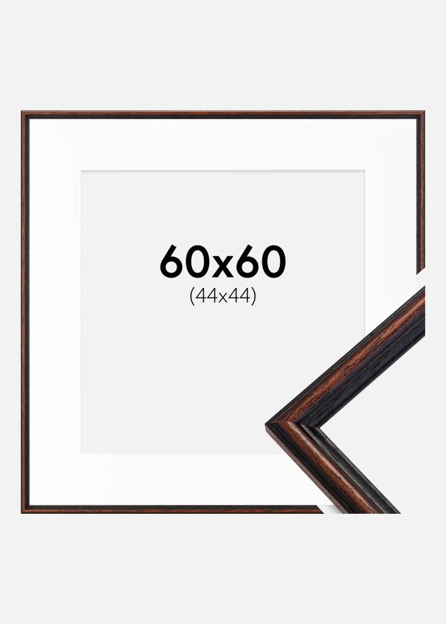 Ramme Horndal Valnød 60x60 cm - Passepartout Hvid 45x45 cm