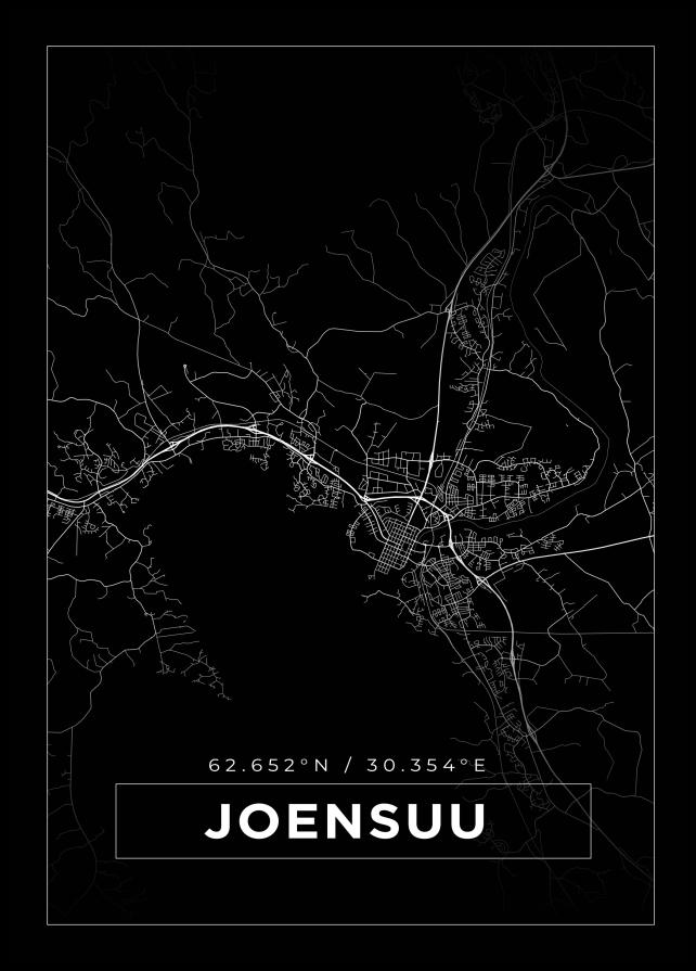 Kort - Joensuu - Sort Plakat