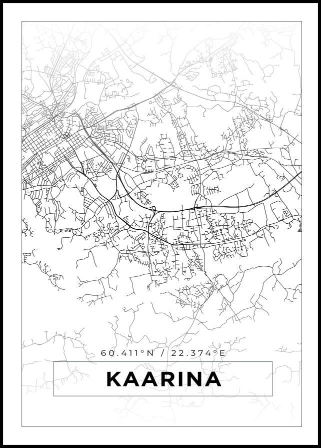 Kort - Kaarina - Hvid Plakat