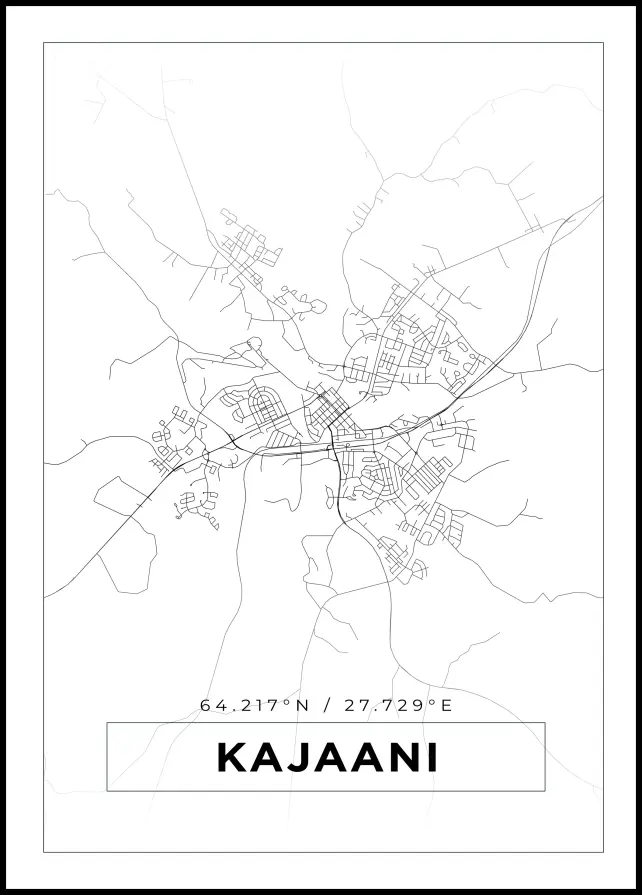 Kort - Kajaani - Hvid Plakat