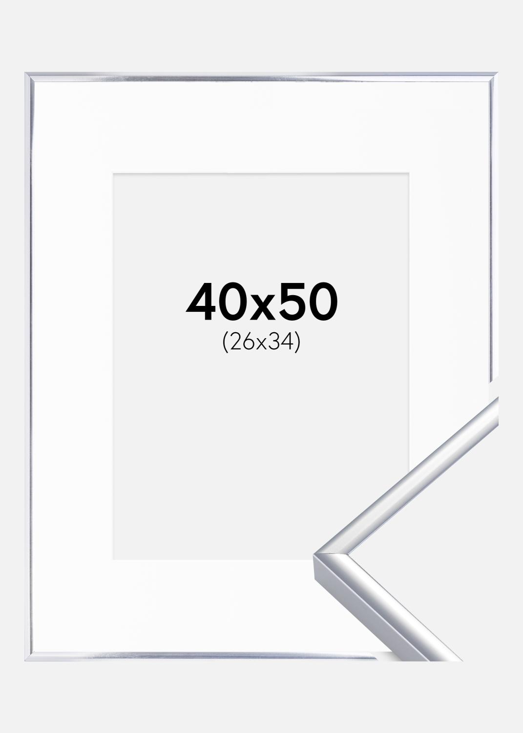 Product Image for Ramme Aluminium Blank Sølv 40x50 cm - Passepartout Hvid 27x35 cm