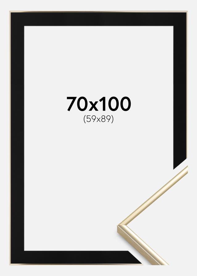 Ramme Visby Blank Guld 70x100 cm - Passepartout Sort 60x90 cm