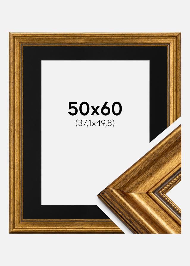Ramme Rokoko Guld 50x60 cm - Passepartout Sort 15x20 inches