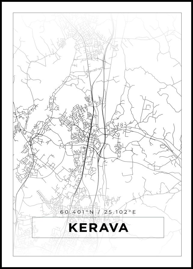 Kort - Kerava - Hvid Plakat