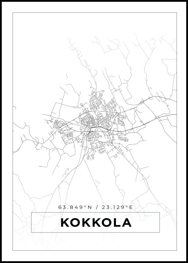 Kort - Kokkola - Hvid Plakat