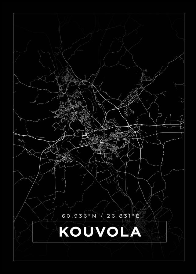 Kort - Kouvola - Sort Plakat