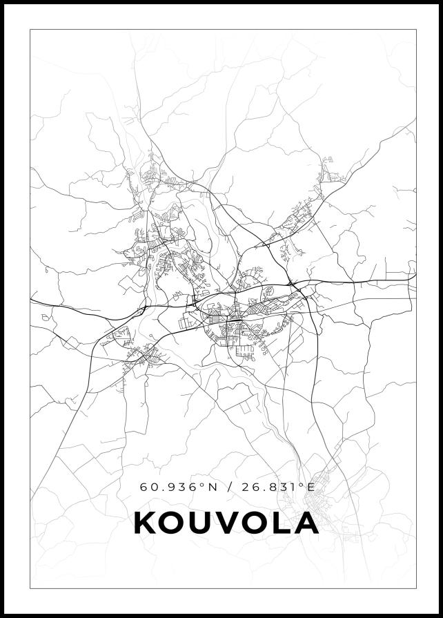 Kort - Kouvola - Hvid Plakat