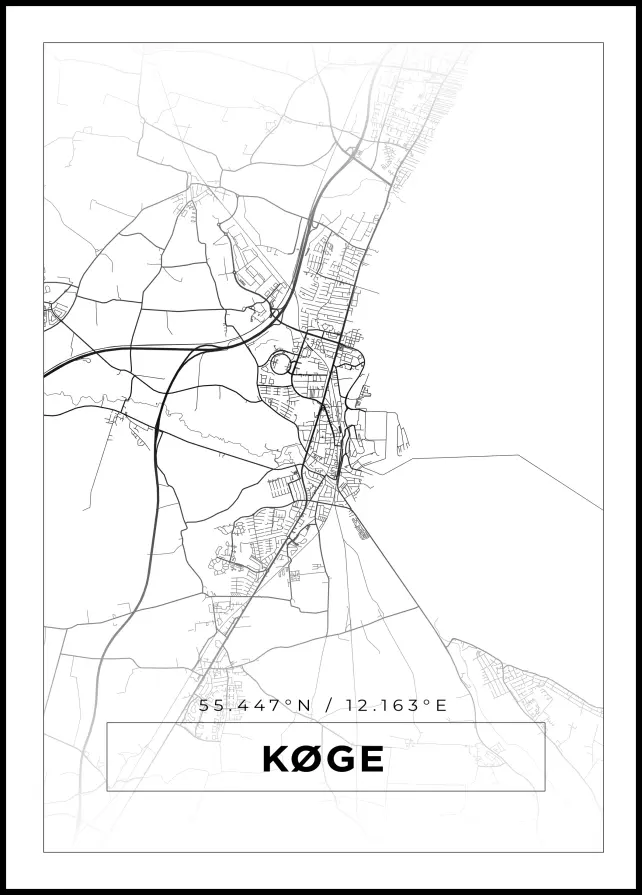 Kort - Køge - Hvid Plakat