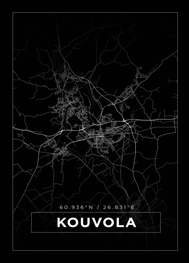 Kort - Kouvola - Sort Plakat