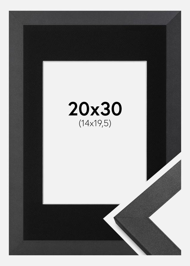 Ramme Graphite Wood 20x30 cm - Passepartout Sort 15x21 cm (A5)