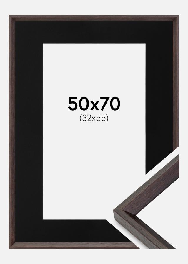 Ramme Globe Espresso 50x70 cm - Passepartout Sort 33x56 cm