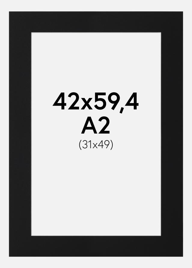 Passepartout Sort Standard (Hvid kerne) 42x59,4 cm (31x49)