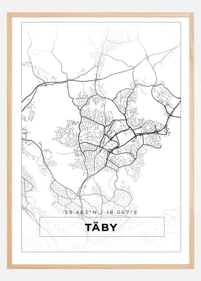 Kort - Täby - Hvid Plakat