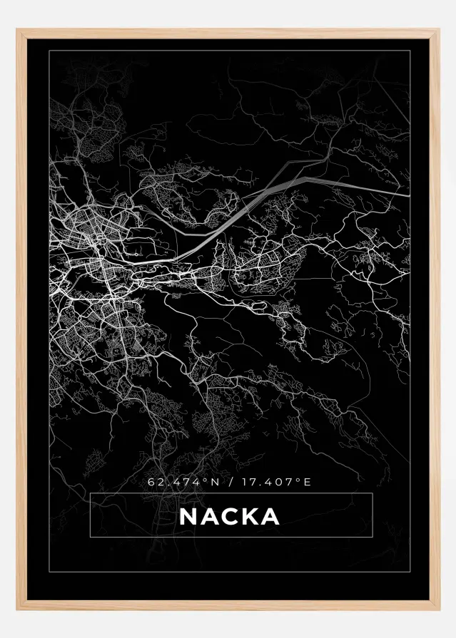 Kort - Nacka - Sort Plakat